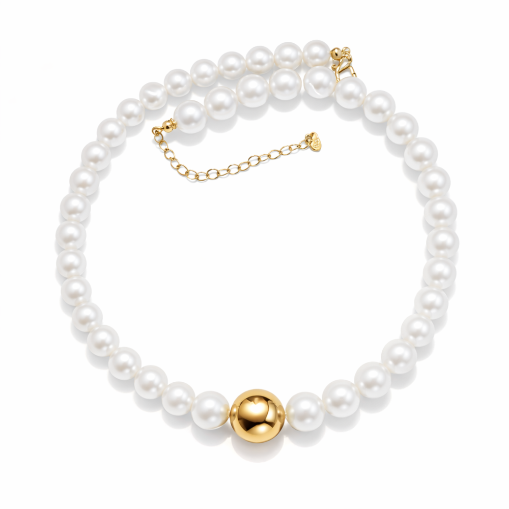 Colar Pérolas Bola Lisa