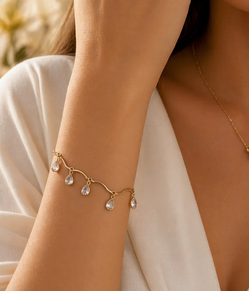 Pulseira com Gotas de Cristais