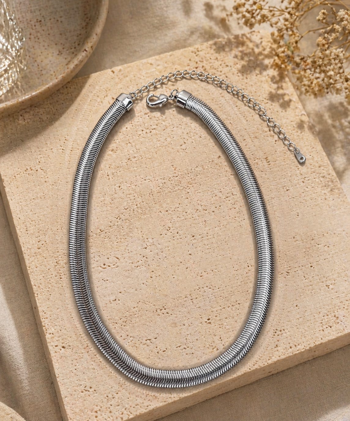 Choker Malha Roliça Ródio