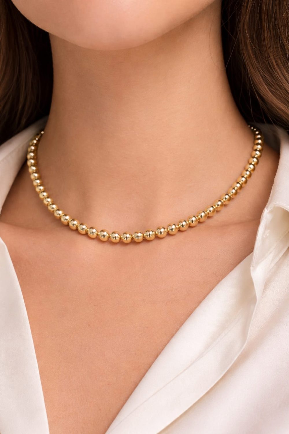 Choker Bolas Lisas Dourado